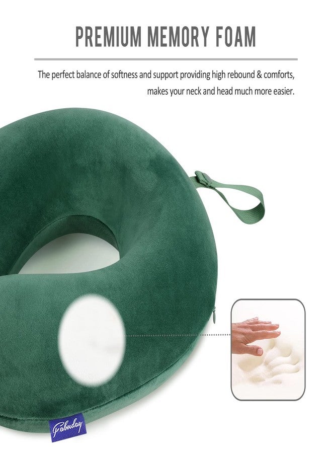 Fabuday Neck Pillow for Travel Memory Foam - Travel Pillows for Sleeping Airplane with Attachable Snap Strap Soft Washable Cover, Flight Pillow for Traveling, Car, Provide Head Neck Support Dark Green - Image 4